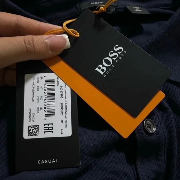 BOSS Men’s Passerby Polo Navy Blue Shirt - Picture 12 of 15